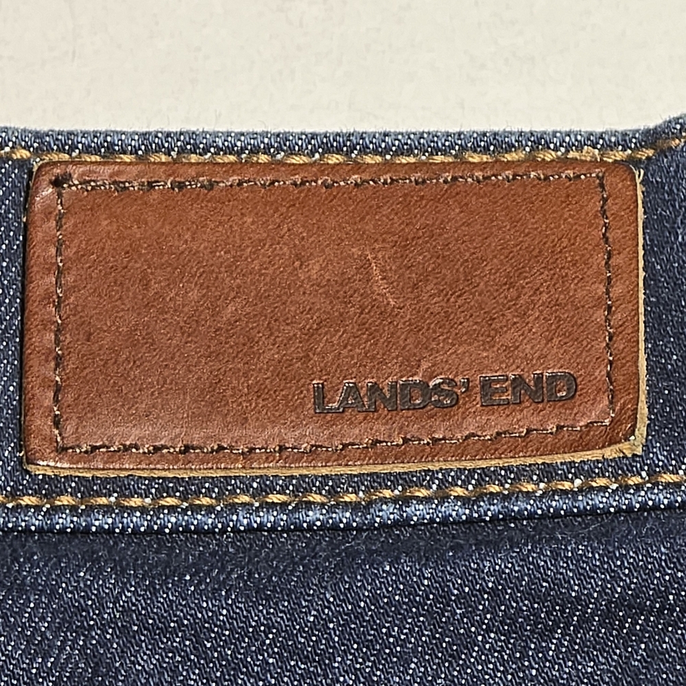 Lands End Size 16 High Rise Straight Jean In Dark Blue Denim Soft With Stretch - Picture 9 of 9
